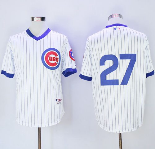 Cubs #27 Addison Russell White 1988 Turn Back The Clock Stitched MLB Jersey - Click Image to Close